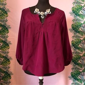 American Eagle Burgundy/Maroon Sheer Blouse
